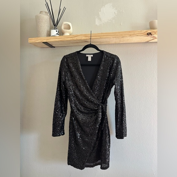 Sequence Black Wrap Dress - Picture 1 of 5